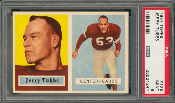 1957 Topps Football #125 Jerry Tubbs Rookie Card – PSA MINT 9